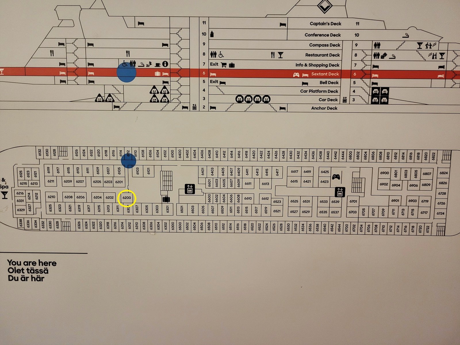 Viking Line Ville Viking Inside Comfort hytti sijainti